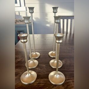 Set of 6 Gold Tone Candle Holders
